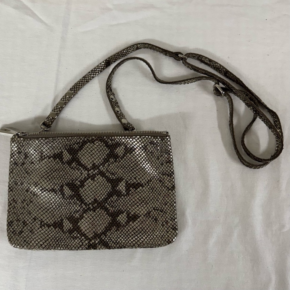 Hammitt pewter metallic snakeskin-look leather crossbody bag